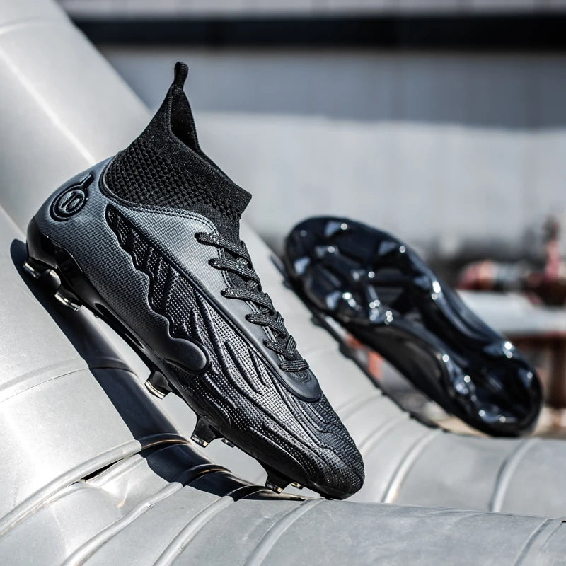 Mens Soccer Cleats Outdoor Lightweight High-Top Training Boots, Professional Athletic Long Spikes and TF Ground Football Shoes 6