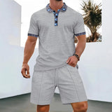 Men’s Summer Waffle-Knit Zip Lapel Set