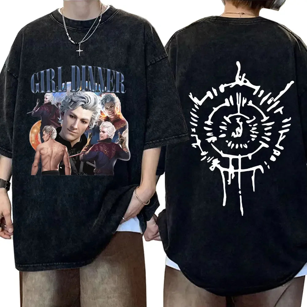 Astarion-Girl-Dinner-Graphic-T-Shirt-Baldurs-Gate-3-Fan-Gamer-Washed-T-Shirts-Women-Men