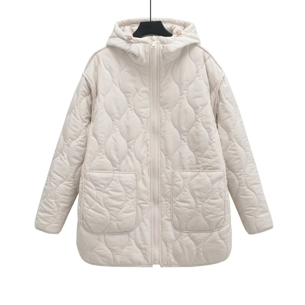Autumn/Winter New Product Women's New Fashion and Casual Versatile Stand up Collar Hooded Jacket Cotton Coat 2