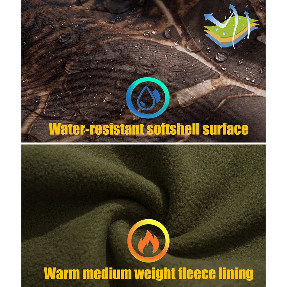 Men's Silent Soft Shell Camouflage Tactical Jacket Waterproof Warm Fleece Hunting Jackets Outdoor Hiking Fishing Hooded Coat 5