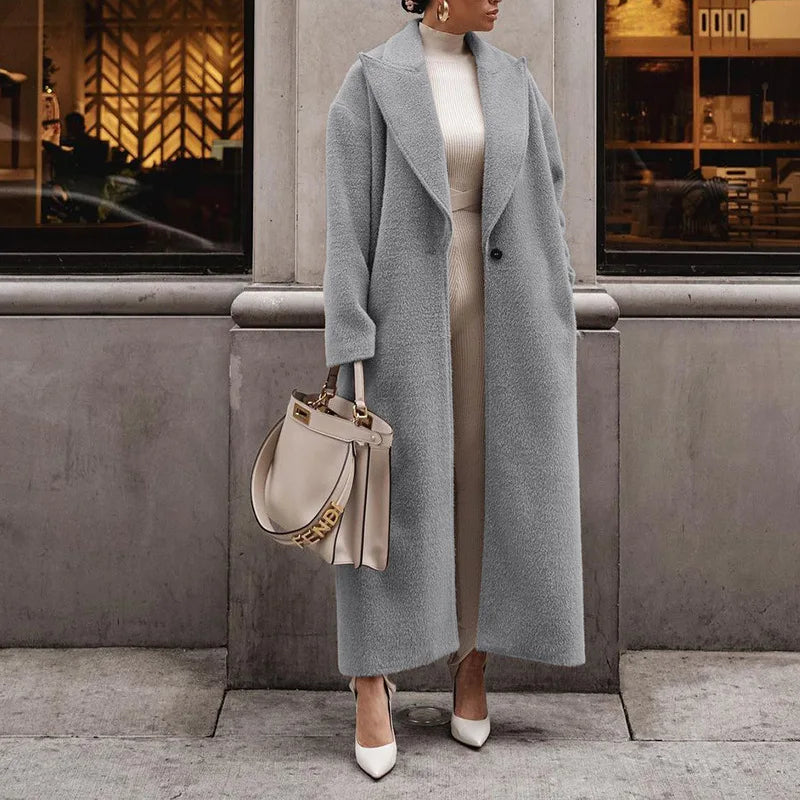 Elegant Wool Blend Long Coat