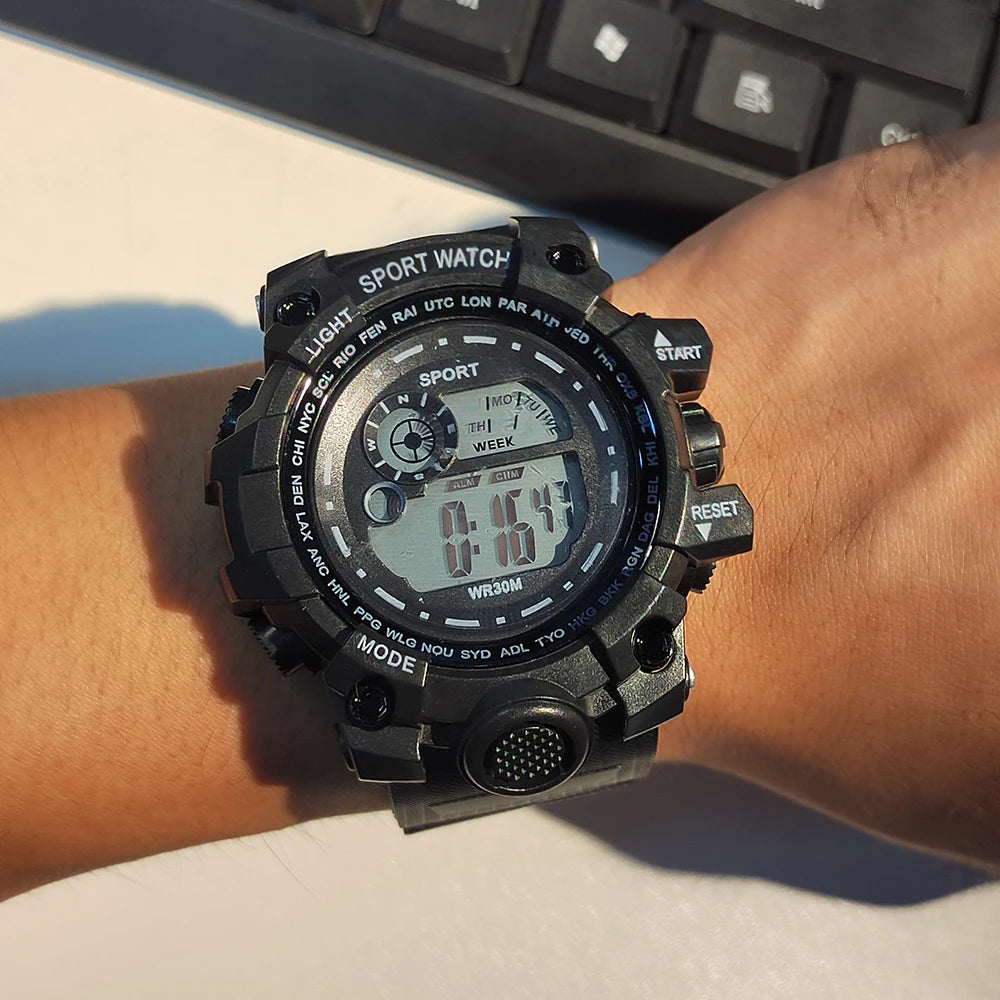 Men LED Digital Watches Luminous Fashion Sport Waterproof Watches For Man Kids Date Army Military Clock 4