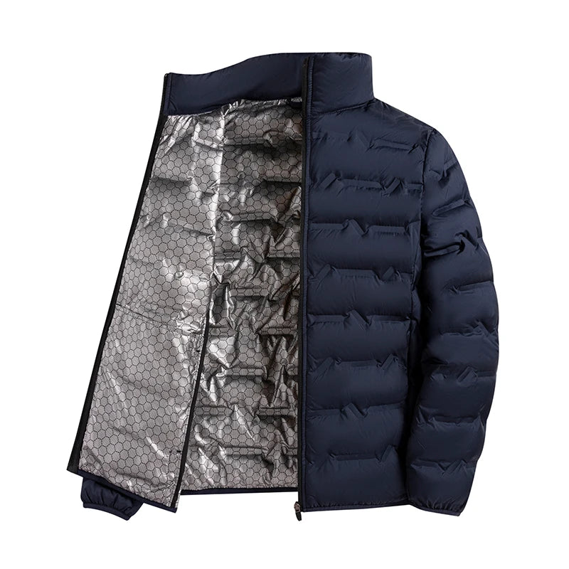 Graphene Self-heating Down Jacket Men Solid Windproof Pleated Down Jackets Stand Collar Classical Warm Winter Jackets Male 3