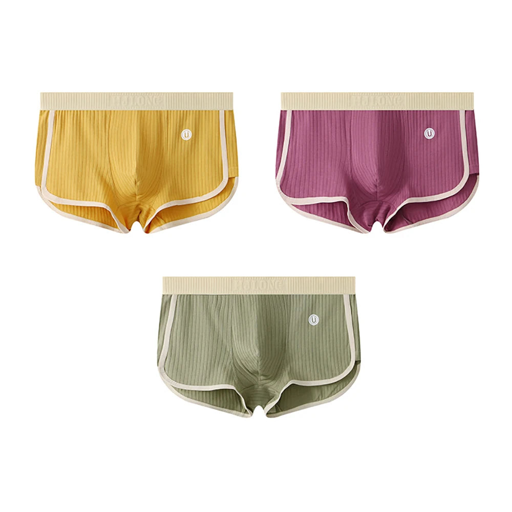 3-Pack Men's 100% Cotton Striped Boxer Briefs