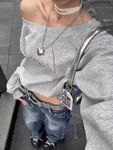 Women's Off-Shoulder Graphic Hoodie