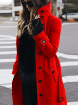 Stylish Women's Double-Breasted Long Coat