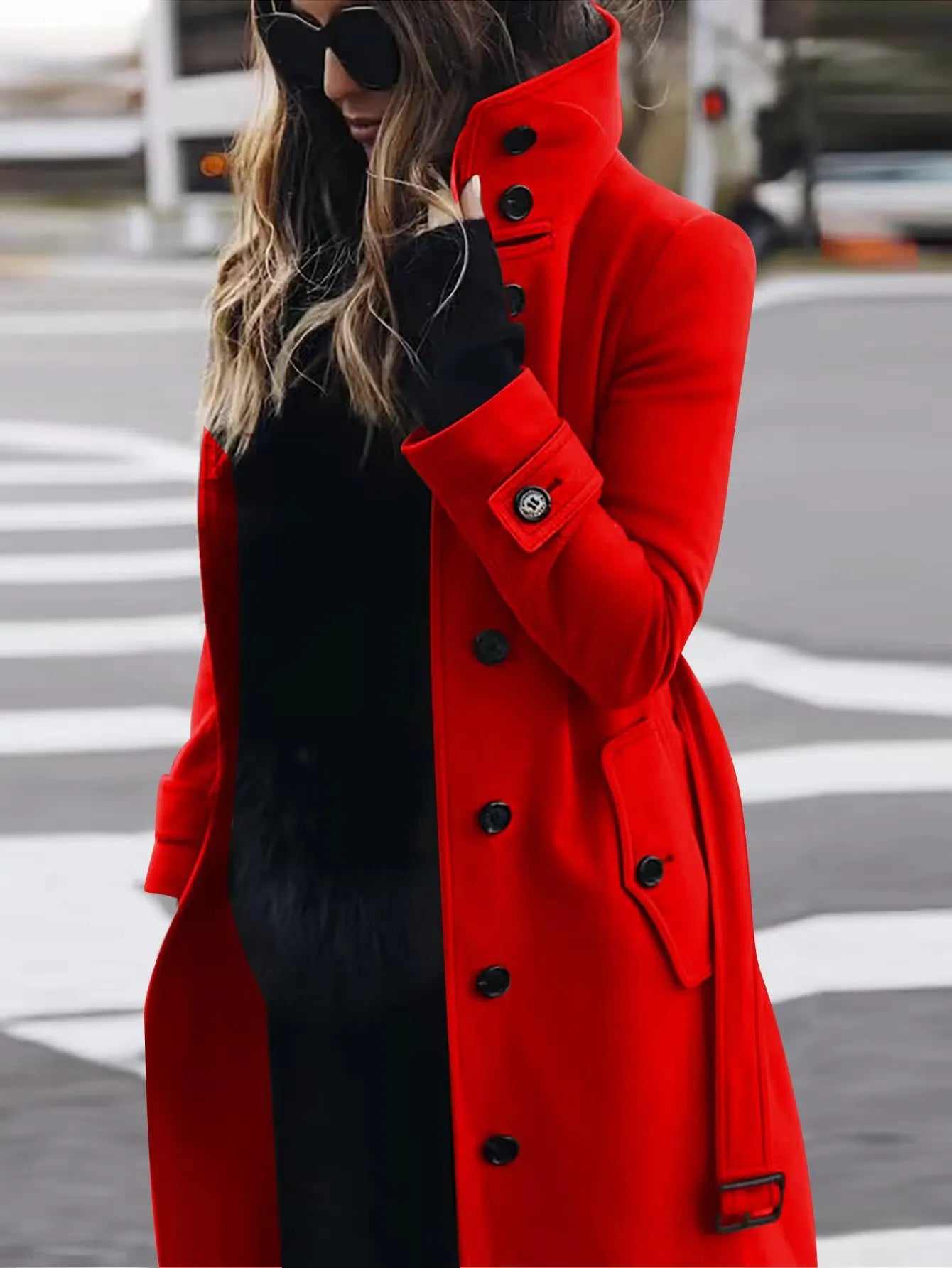 Stylish Women's Double-Breasted Long Coat