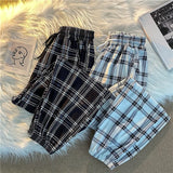 Pants Women New Bunch of feet Fashion Loose Black Plaid Summer Harajuku Students Streetwear Harem Long Trousers Womens Chic 1