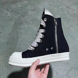 Designer Women Sneaker High Top Jumbo Lace Up Men Shoe Black Luxury Casual Street Canvas Shoe Zip Platform Flat Ankle Boot 3
