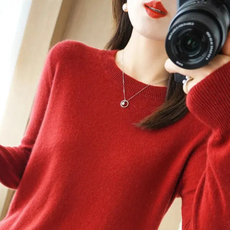 Women Sweater O-neck Autumn Winter BasicPullover Warm Casual Pulls Jumpers Korean FashionSpring Knitwear Bottoming Shirt 2023 6