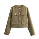 Women’s Casual Round Neck Cropped Suit Coat