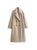 Women's Soft Loose Woolen Coat, Long Sleeve, Welt Pockets, Oversized, Female Outerwear, Chic Overcoat, Fashion 2