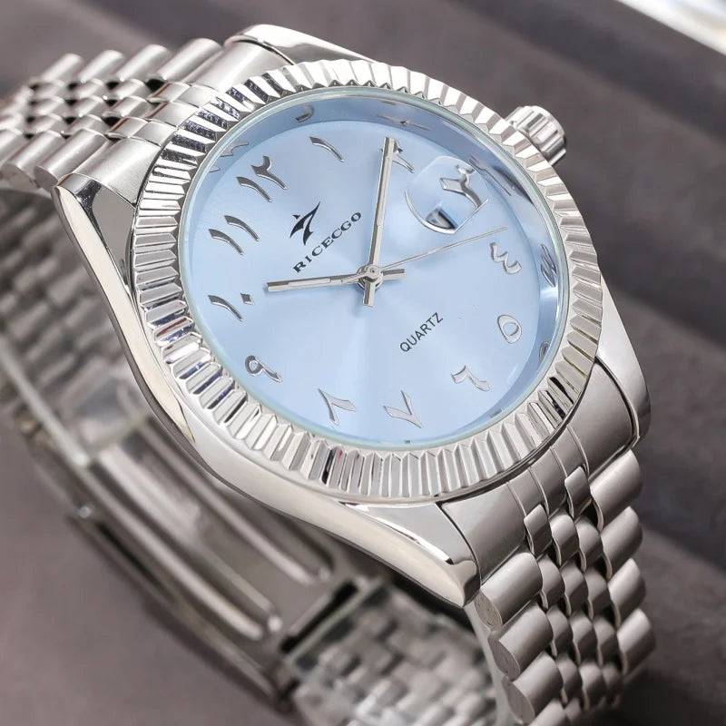 New Men Date Watches High-end Luxury Casual Calendar Stainless Steel Business WristWatch Leisure Sport WristWatch Clock 4