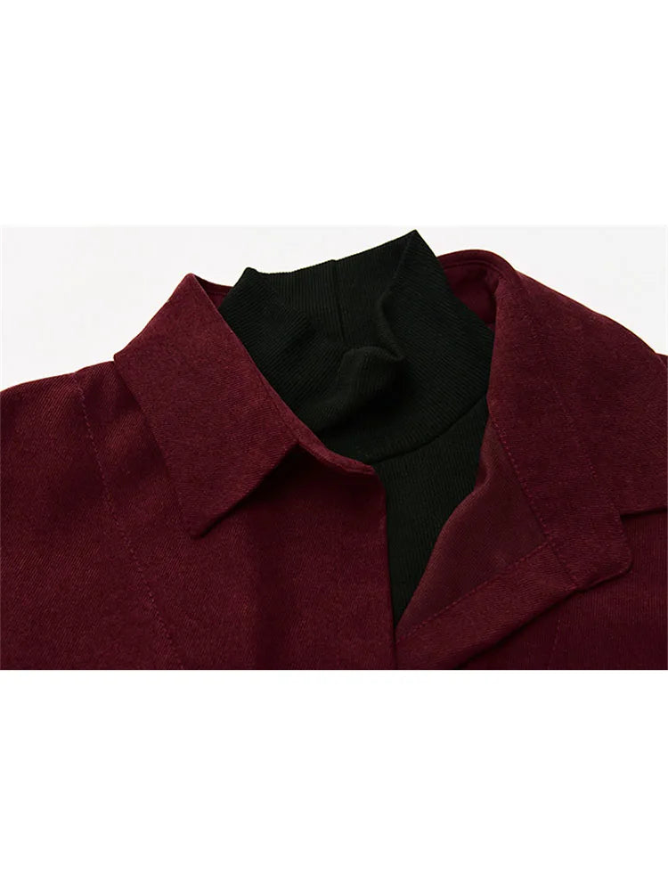 Fake Two Piece Shirt Women Patchwork Turtleneck Turn-down Collar Autumn Winter Casual Lady Long Sleeves Female Loose Blouse Tops 3