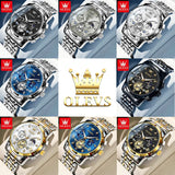 Men's Watches Classic Multifunctional Fltwheel Chronograph Original Quartz Wristwatch Moon Phase 24 Hour Waterproof 6