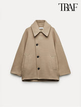 Vintage Bat-Sleeve Tweed Coat