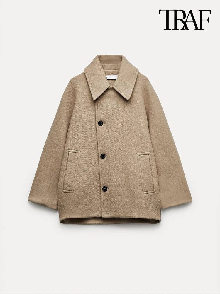 Vintage Bat-Sleeve Tweed Coat