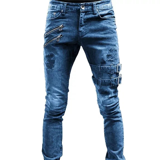 Men’s Urban Moto Biker Skinny Jeans