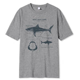 Great White Shark Anatomy T-Shirt New Summer Men Street Short Sleeve Hip Hop Punk Style Boy Casual Tops Fashion White Tees