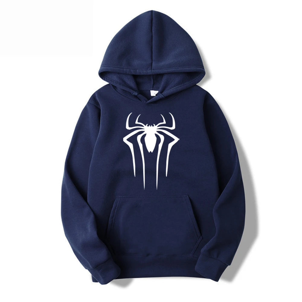 Fashion brand Men's Hoodie Casual Hoodie Sweatshirt Men's/Women's top Solid color printed spider hoodie sweatshirt