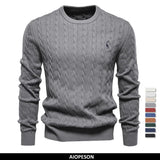 Mens Giraffe Embroidery Cotton Sweaters Round Neck