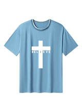 Creative Geometric Graphic Print Short Sleeve T-shirt for Men, Summer Outdoor Casual Crew Neck Top Shirt