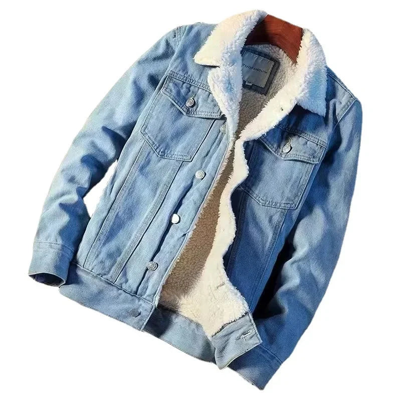 Men's Fleece Lined Winter Denim Jacket | Trendy Korean & Japanese Style | Loose Fit 5