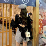 Women’s French Bow Puff-Sleeve Blouse