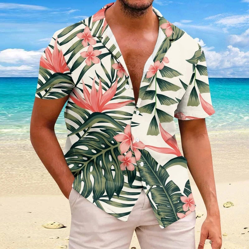 2025-Summer-Animal-Crane-Men-Hawaiian-Shirt-3d-Plant-Shirt-For-Men-Flower-Print-Plus-Size