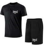 EVERLAST Men's T-shirt + Shorts 2pcs Set Leisure Breath Short Sleeve Sport Jogging Gym Brand Print Clothing