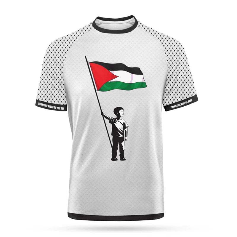 Fashion Palestine Flag Football T Shirts Summer Casual 3D Printed Mens Sports Jersey Loose O Neck Quick Dry Breathable Tees Tops 5