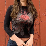 Dark-Academia-Graphic-Print-T-shirt-E-girl-Gothic-Mall-Goth-Alt-Emo-Crop-Top-Y2K