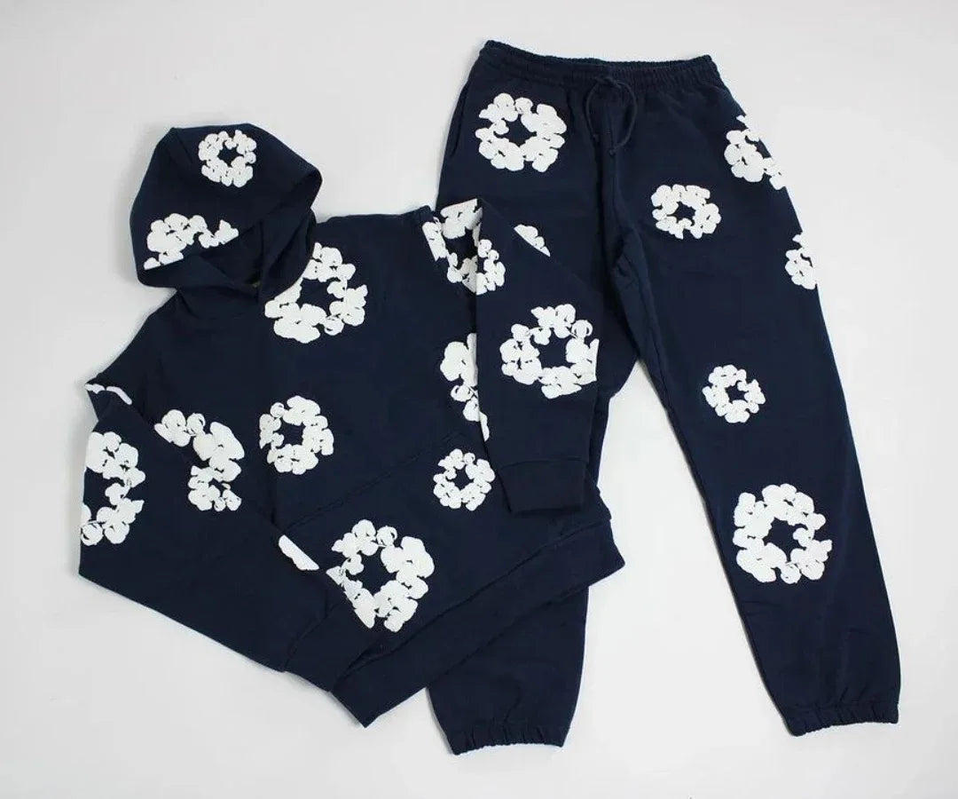 DENIM TEARS brand hot selling new fashionable cotton foam printed hoodie, European and American trendy men's sports suit 6