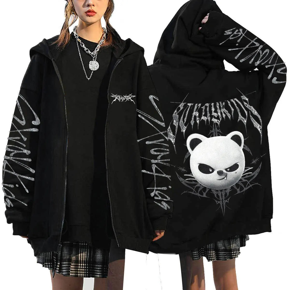 KPOP DominATE Tour Merch FELIX HAN BANGCHAN CHANGBIN HYUNJIN SEUNGMIN LEE KNOW Cartoon Print Zip Up Women/Men Hoodie Sweatshirt 3