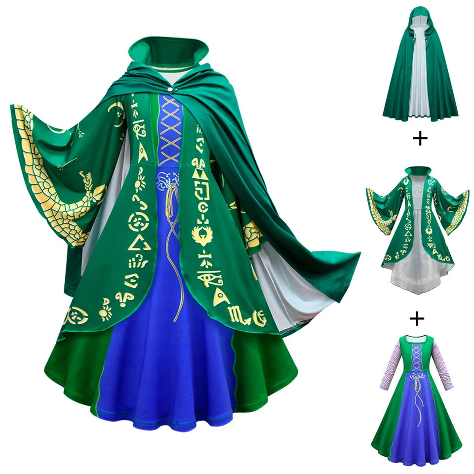 Hocus Pocus 2 Halloween Children Cosplay Costume Winter Carnival 2-12Year Girls Masquerade Party Vampire Witch Winifred Dress Up 3
