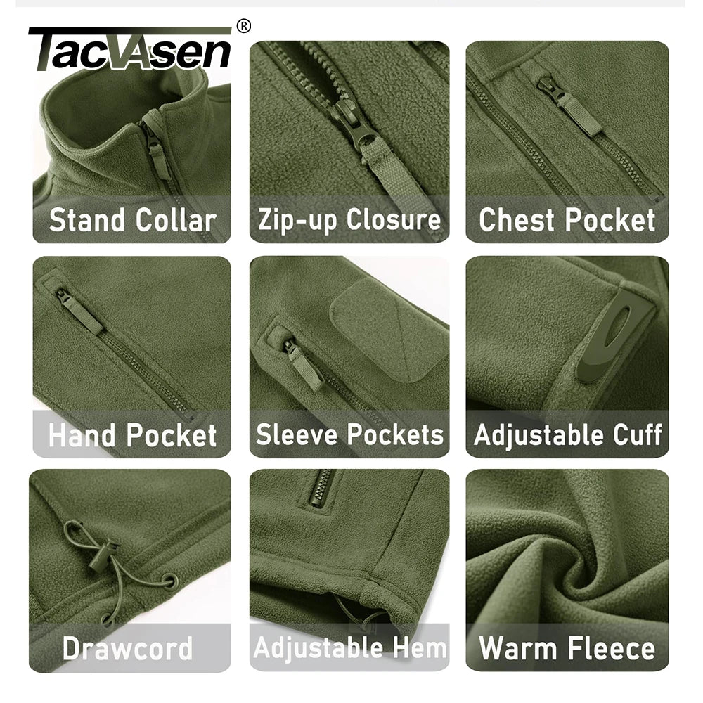 Men's Fleece Jacket Soft Warmth Windproof Full Zip Up Coat Multiple Zipper Pockets Hiking Working Outdoors Windbreaker TheFashionFever 5