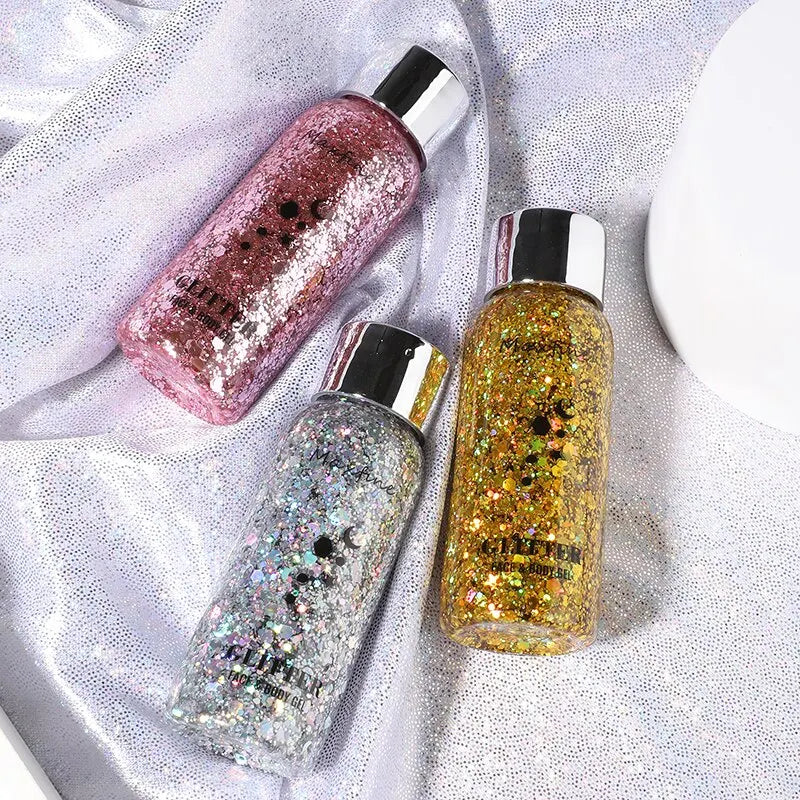 Full Body Gel Sequins Dazzle Color Dress Eye And Hair Highlights Long Term Powder Is Not Easy To Take Off Makeup Flowers 3