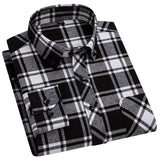 Autumn Thick Flannel Shirt Plaid Shirts Standard-Fit For Men Long Sleeve Pure Cotton Fashion Single Patch Pocket Design Young 6