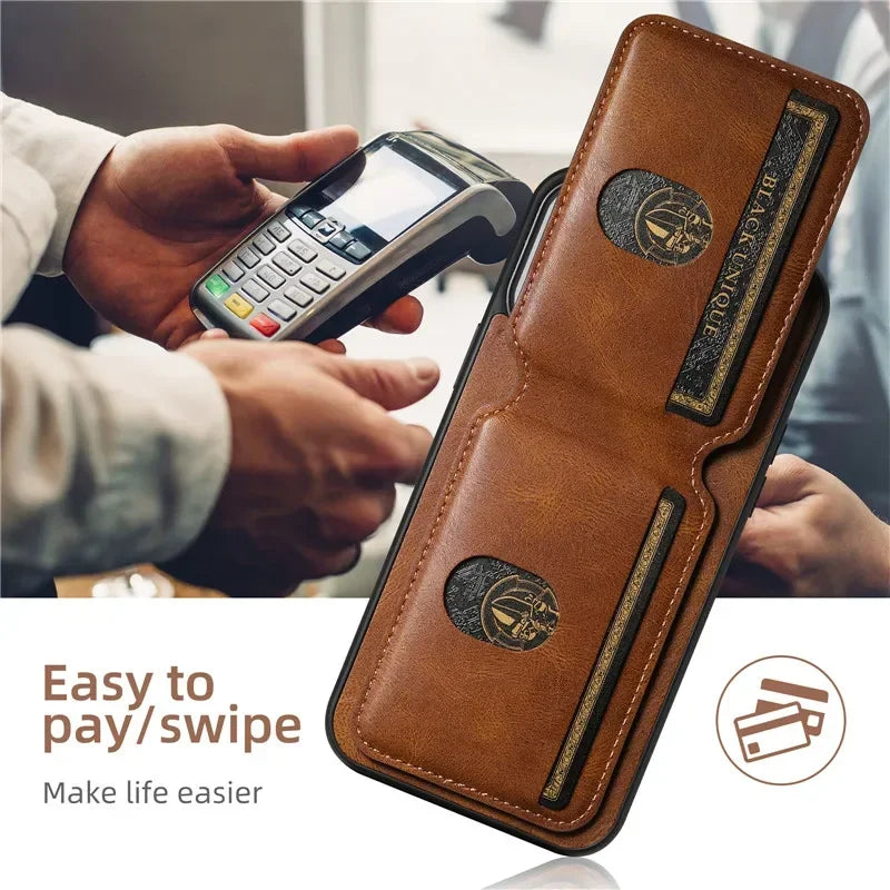 Luxury Wallet Phone Case Card Holder Leather Magnetic Pocket Cover For iPhone 16 15 14 13 12 11 Pro Max Plus XS XR 16ProMax 5