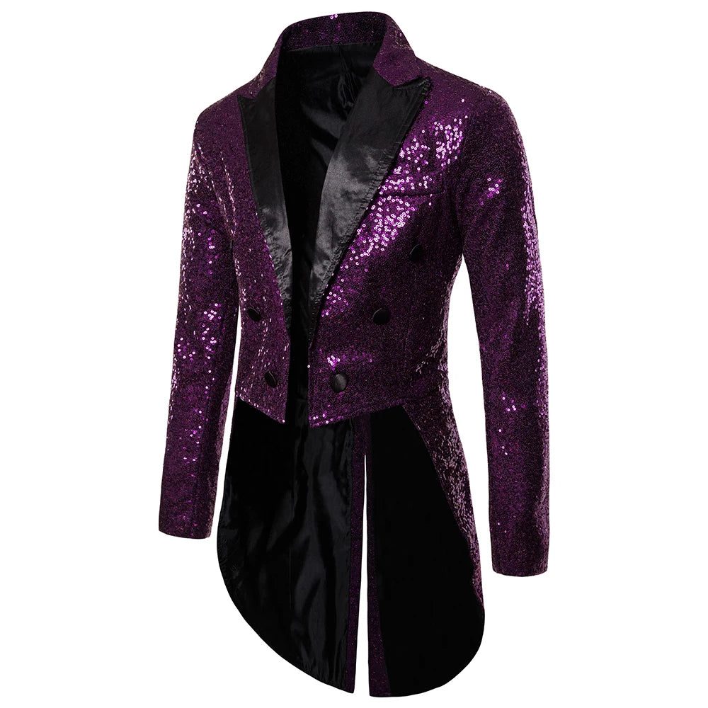 Men's Suit Round Sequin Button Tuxedo Stage Show Wedding Host Dance Festival Celebration Dinner Casual 5