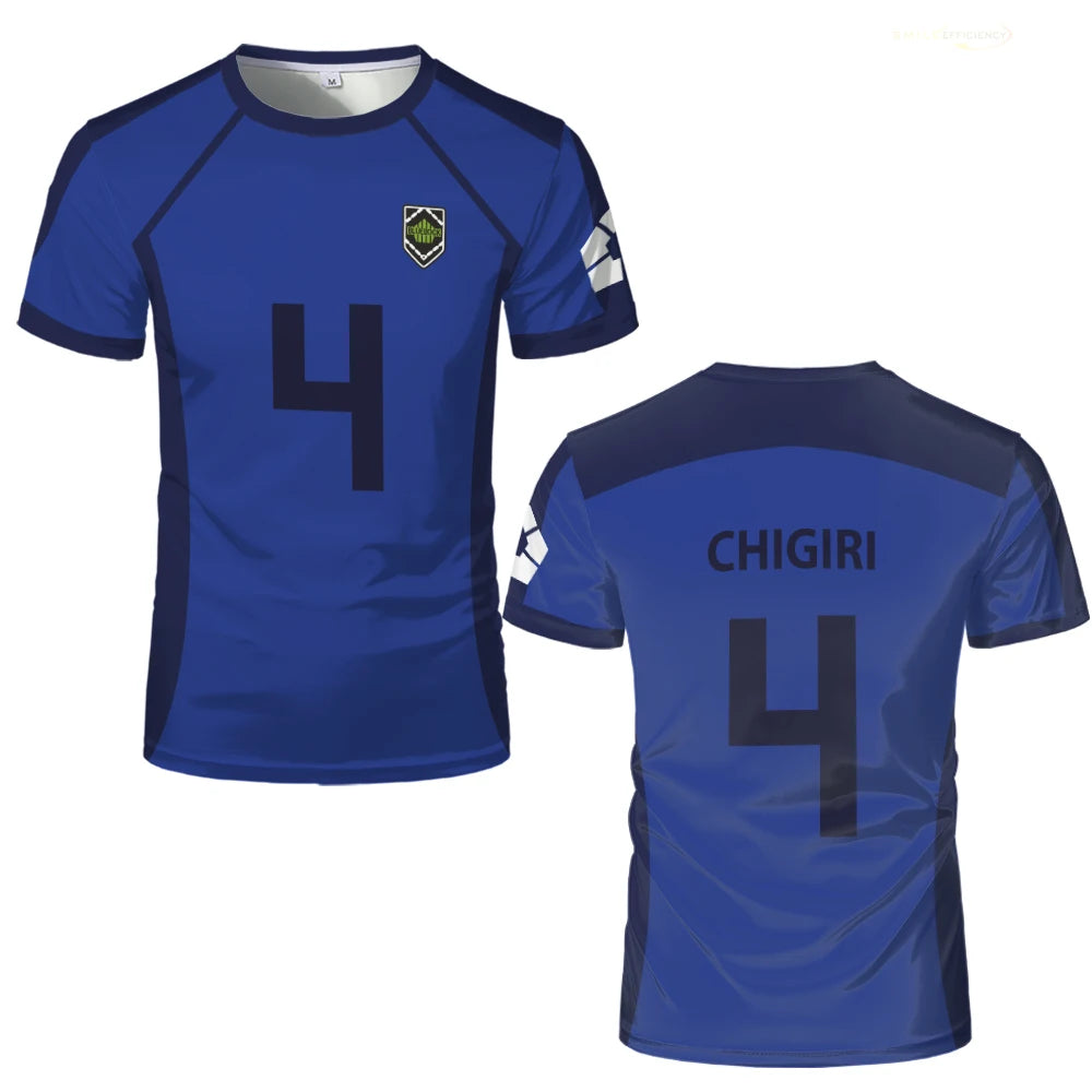 Anime Japanese Blue Lock Isagi Yoichi Football Jersey T-shirt Cosplay Hyoma Chigiri Meguru Bachira Tee Original Children Clothes 5