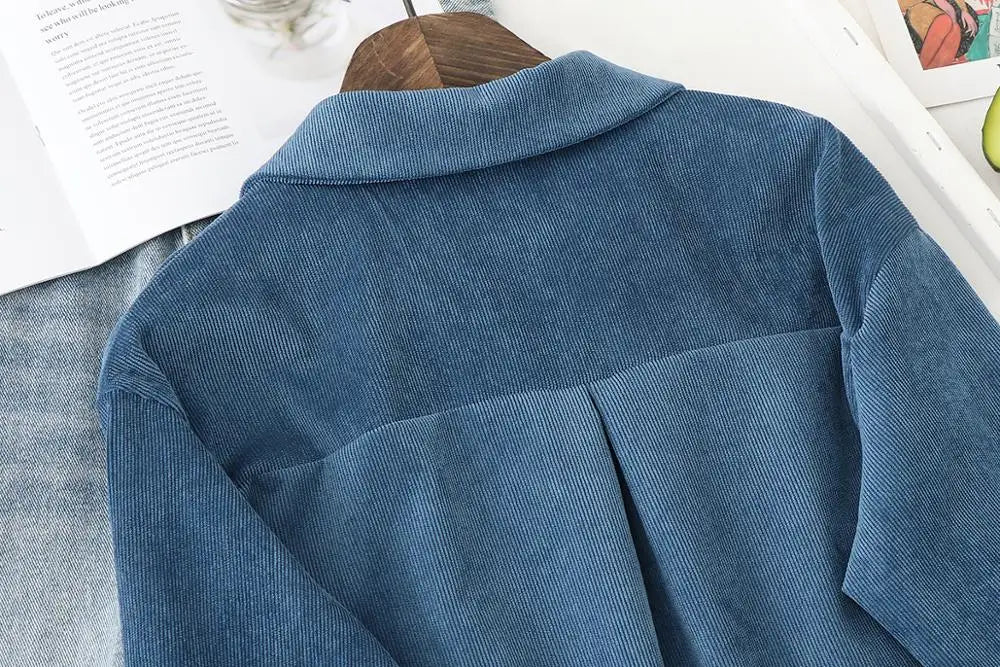 Corduroy Women Blouses Shirts Tunic Womens Tops And Blouses 2024 Womenswear Long Sleeve Clothing Button Up Down Loose White New 5