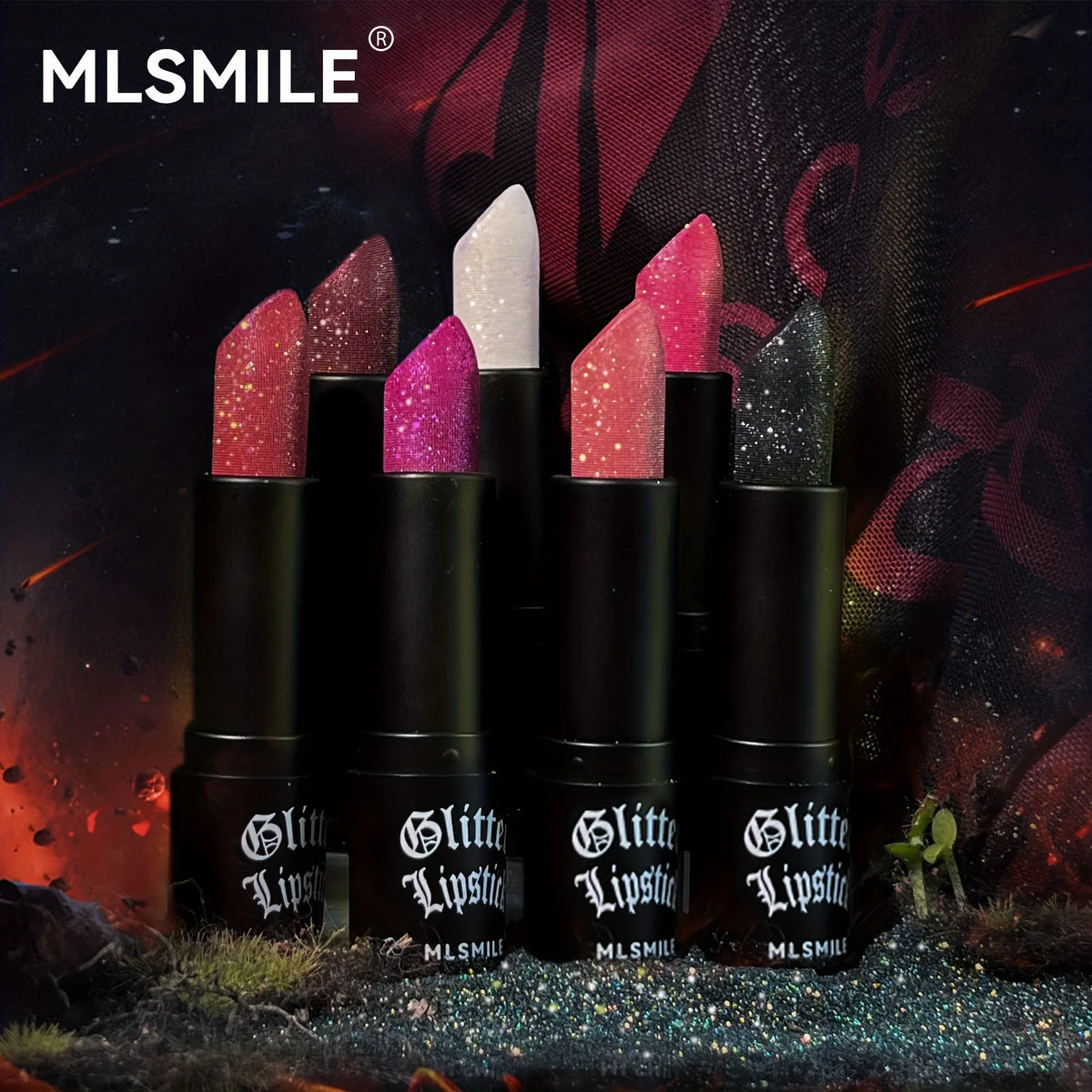 7 Colors Glitter Lipstick Hydrating Sparkling Shine Lip Color Nonstick Highly Pigmented Formula Gives Metallic Finish Lip Makeup 6