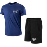 EVERLAST Men's T-shirt + Shorts 2pcs Set Leisure Breath Short Sleeve Sport Jogging Gym Brand Print Clothing 5