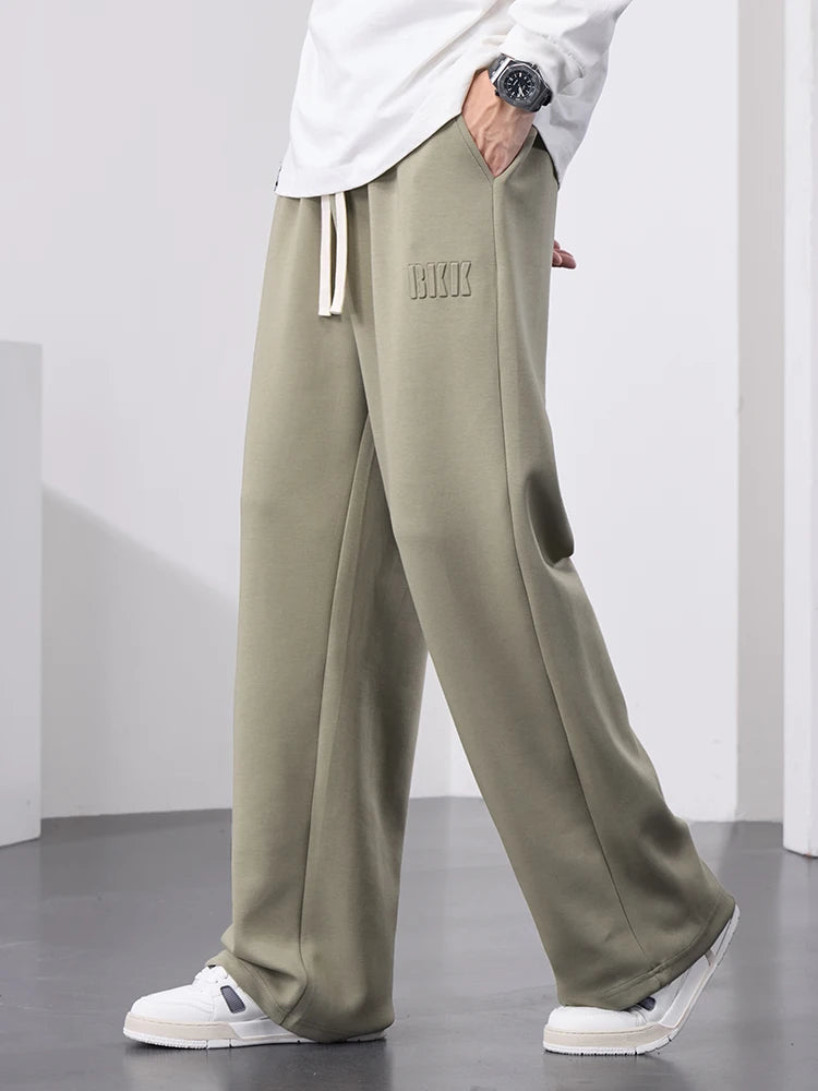 Men's Straight Sweatpants Wide Leg Cotton Track Pants
