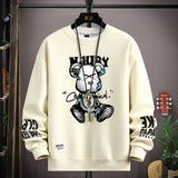 Cool Bear Print Men's Sweatshirt | Khaki O-Neck Long Sleeve T-Shirt | Autumn Fashion | Harajuku Design