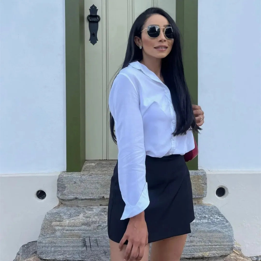 MUJER 2025 Asymmetric Skort For Women Black High Waist Mini Skirt Shorts Women Casual Bermuda Shorts Woman Summer Skirt Shorts 3