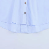 HXAO 2025 Women's Shirt Summer Crop Oversized Shirts & Blouses White Blue Rose Brown Striped Shirt Elegant Long Sleeve blouses 6