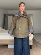 Casual Women's Double Sided Coats Long Sleeve Turn-Down Collar Long Sleeve Pocket Lady Jacket 2025 Autumn Fashion Female Outwear 2